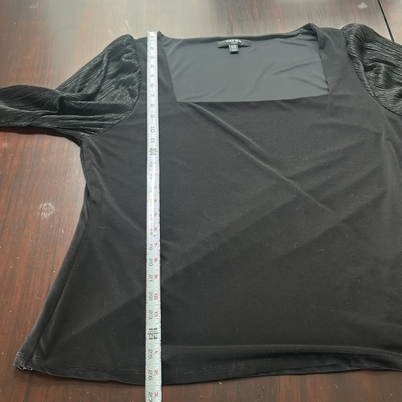 Ever New Curve Pleat Square-Neck Top Blouson Sleeves Black Size 16 - Picture 10 of 14